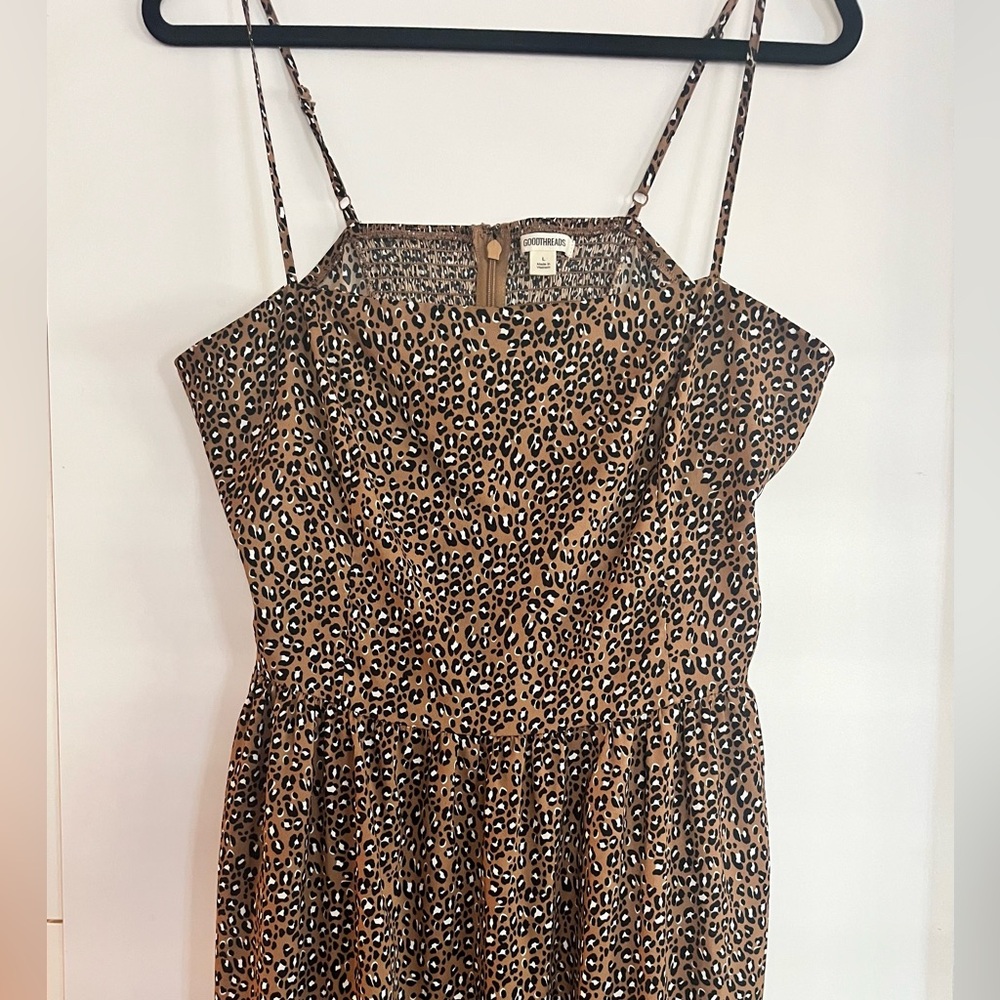Goodthreads Brown Leopard-Print Midi Dress EUC